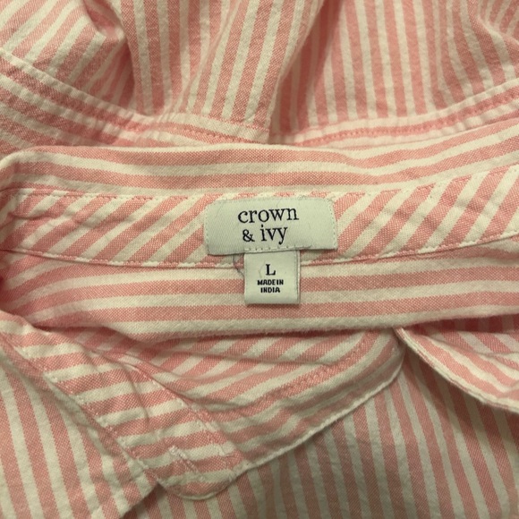 Crown & Ivy Pink Striped Button Down Shirt size large - Picture 5 of 8